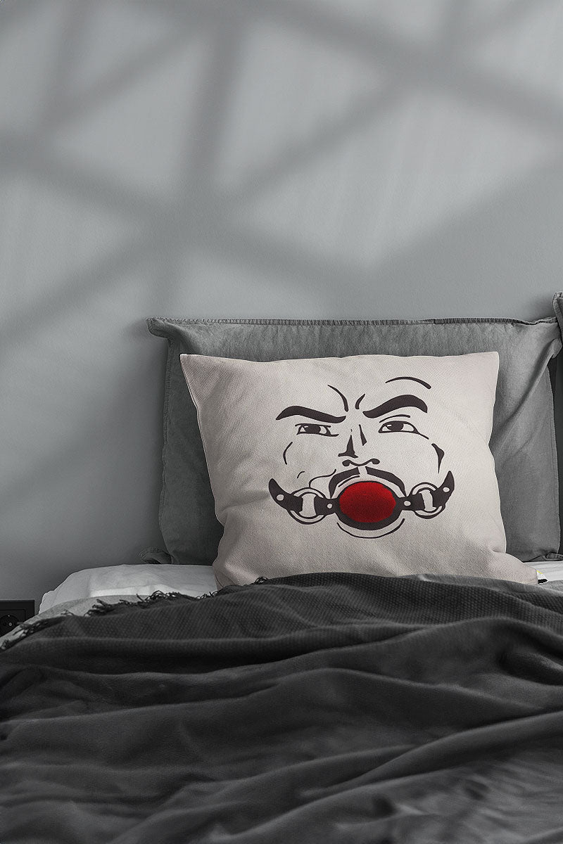 Ball Gag Pom Pom Throw Pillow-Cream