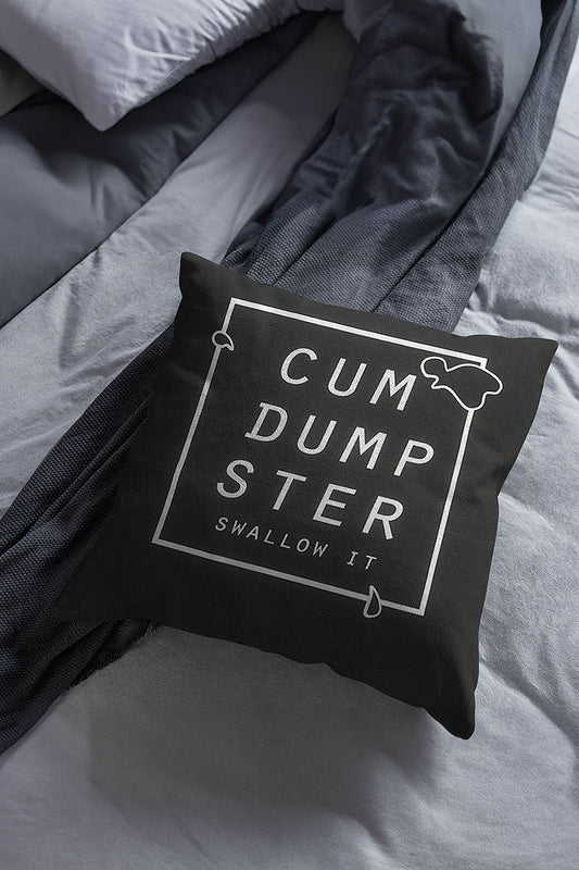 Cum Dumpster Throw Pillow-Black