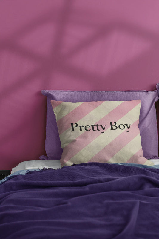 Pretty Boy Stripe Throw Pillow-Cream